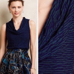 Anthropologie Deletta XS Nava Top Blue Green Cowl